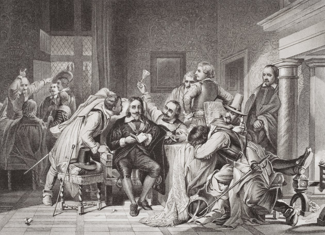 Carlos I (1600-49) en la sala de guardia insultado por los soldados de Oliver Cromwell, de 