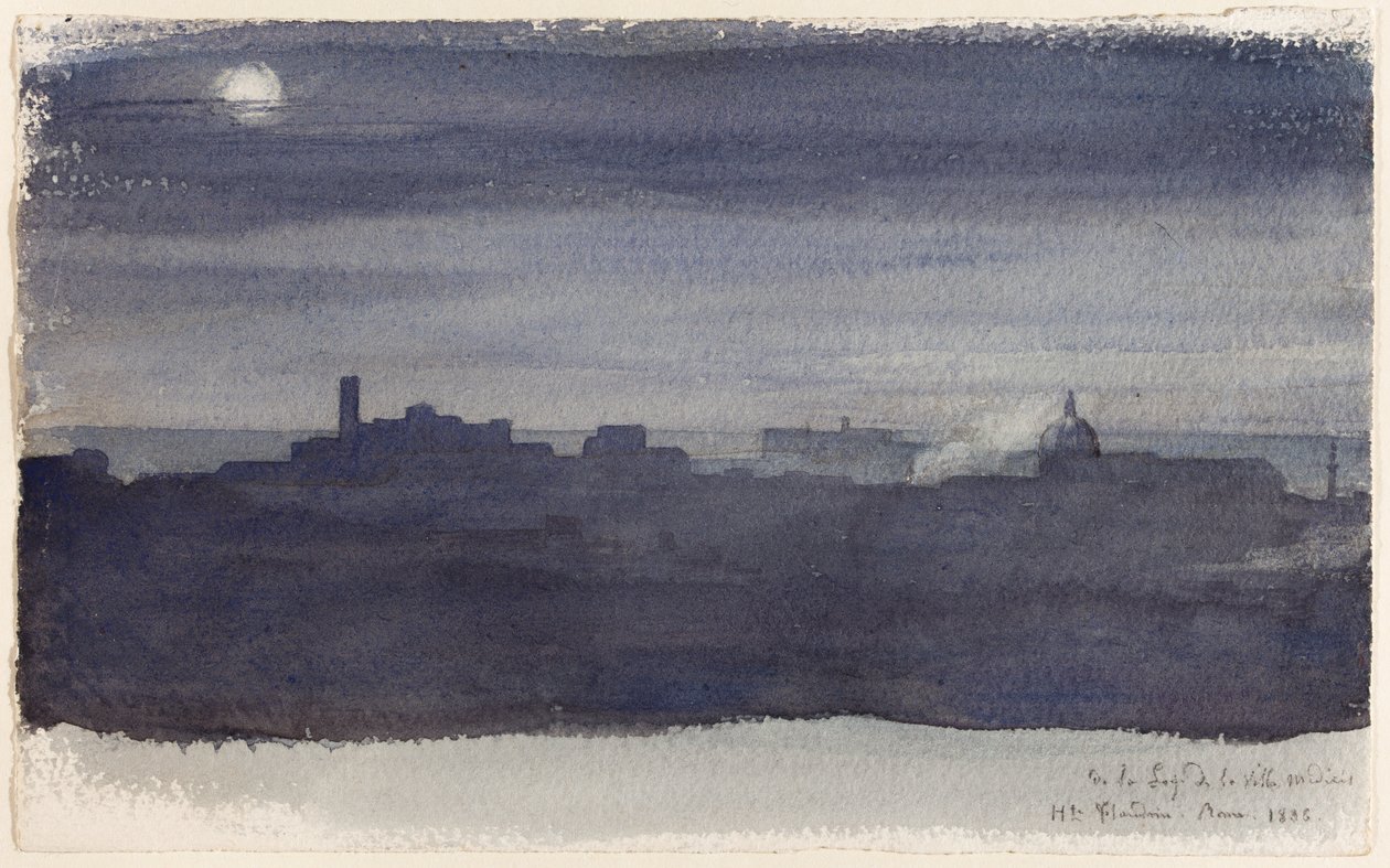 Vista de Roma de noche de Hippolyte Flandrin