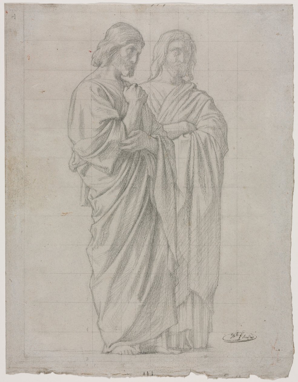 Dos figuras de pie (estudio para la sección izquierda de La Misión de los Apóstoles) de Hippolyte Jean Flandrin