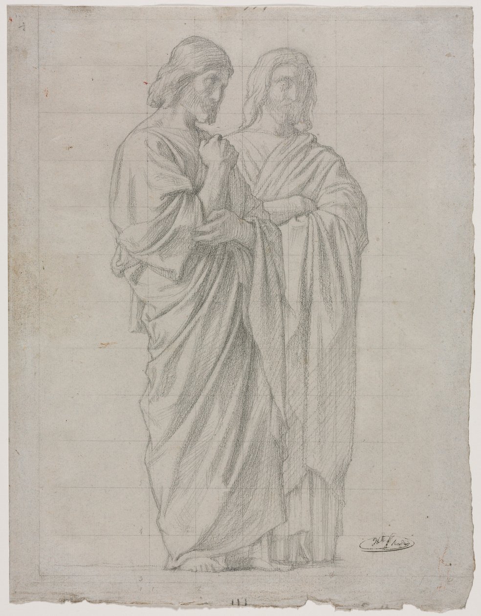 Dos figuras de pie, estudio para la sección izquierda de La misión de los apóstoles de Hippolyte Jean Flandrin