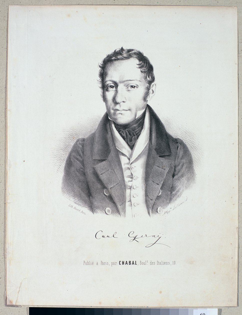 Carl Czerny (1791-1857) grabado por Huard de Hippolyte Lallemand