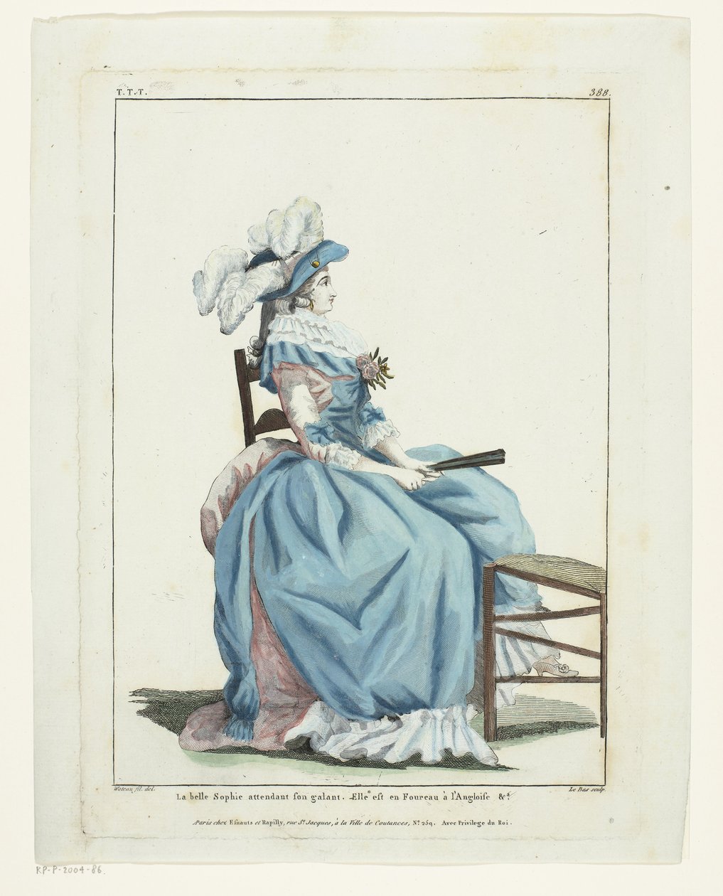 Gallerie des Modes et Costumes Français 1787, TTT.388: La belle Sophie waiting... de Hippolyte Le Bas