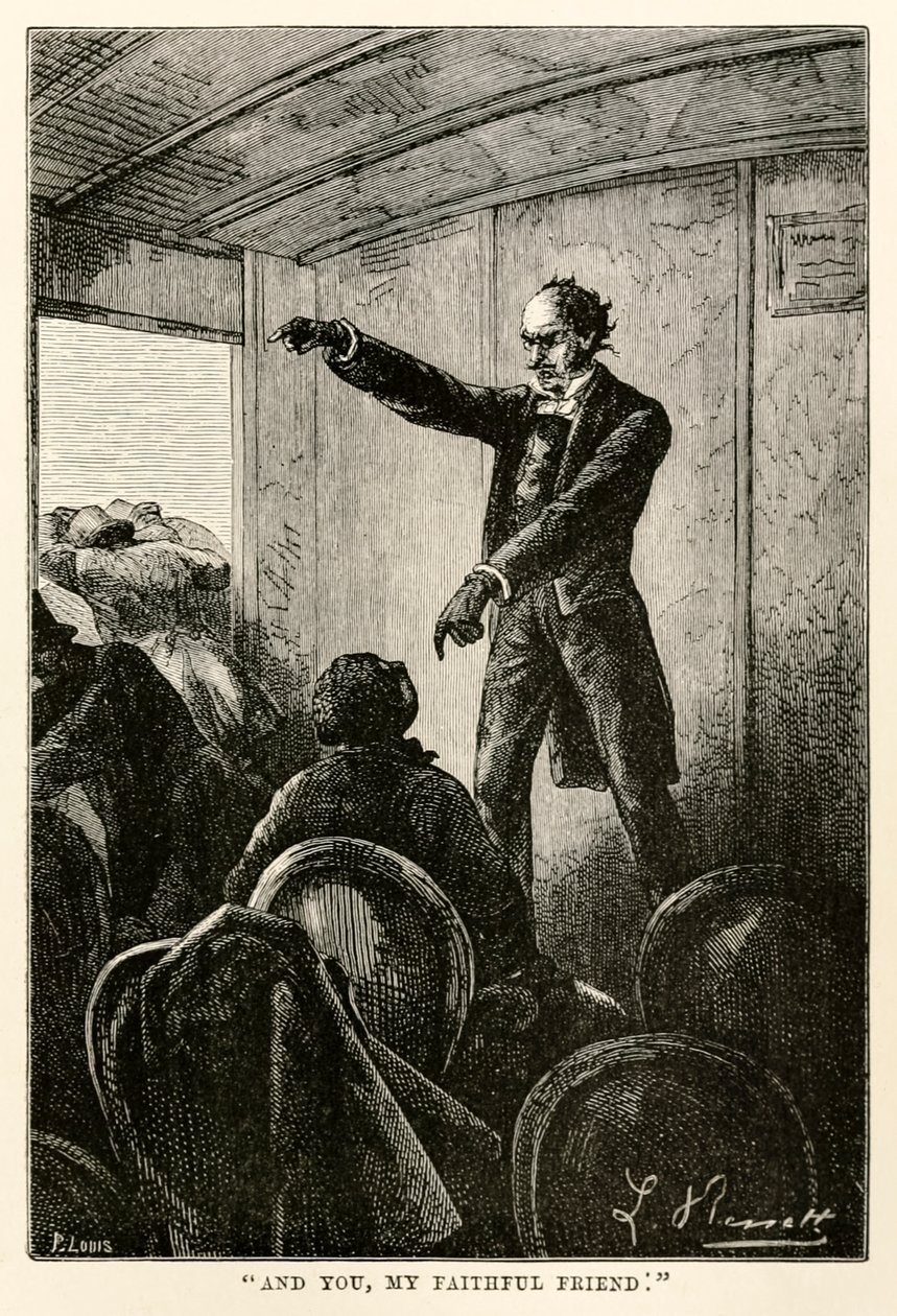 Y tú, mi fiel amigo., de La vuelta al mundo en ochenta días de Julio Verne (1828-1905) grabado por Louis, 1873 de Hippolyte Leon after Benett