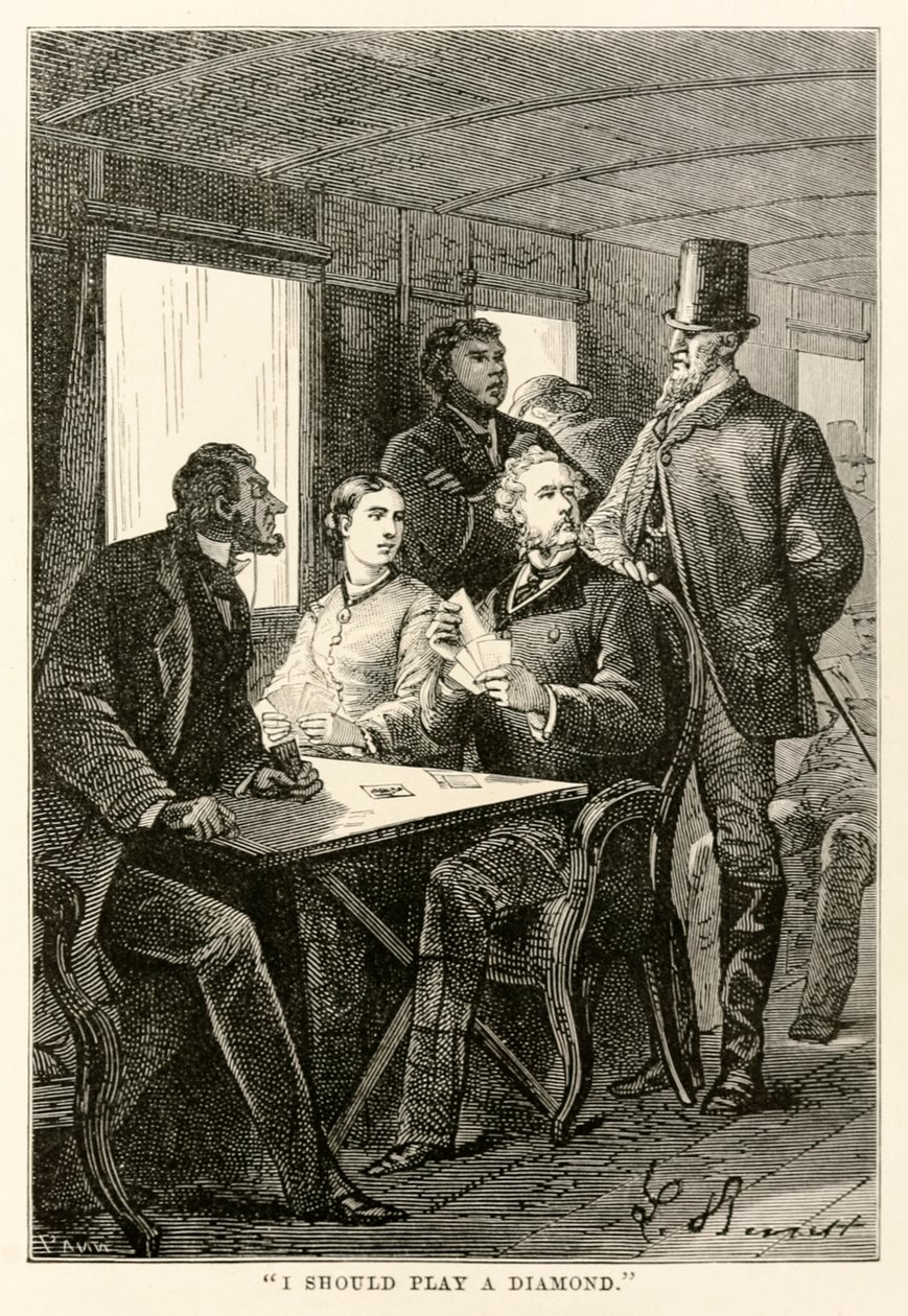 Debería jugar un diamante, de La vuelta al mundo en ochenta días de Julio Verne (1828-1905) grabado por Adolphe François Pannemaker (1822-1900), 1873 de Hippolyte Leon after Benett