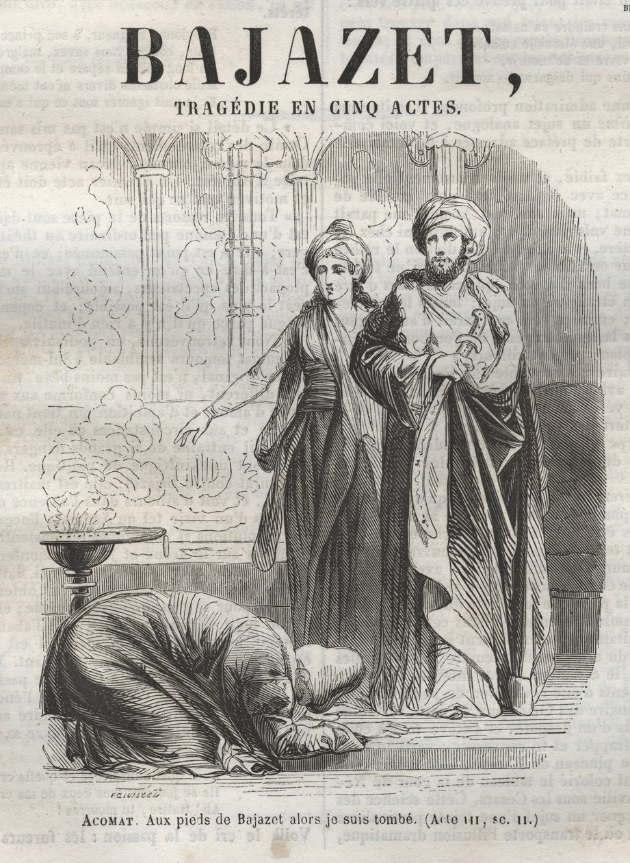 Bajazet tragedia en cinco actos de Jean Racine - grabado en “Oeuvres de Jean Racine” ilustrado por Pauquet y con nota de Emile de La Bédollière - 1851 de Hippolyte Louis Pauquet
