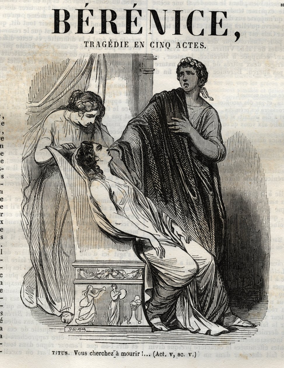 Berenice tragedia en cinco actos - grabado en "Oeuvres de Jean Racine" ilustrado por Pauquet y con nota de Emile de La Bedolliere - 1851 de Hippolyte Louis Pauquet
