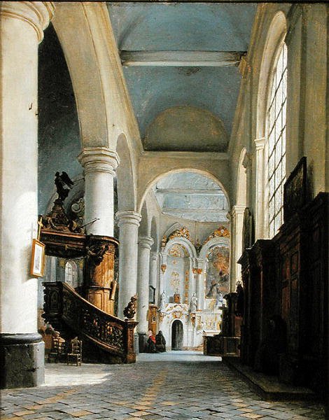 Interior de la Iglesia de St. Denis, Saint-Omer, 1835 de Hippolyte Victor Valentin Sebron