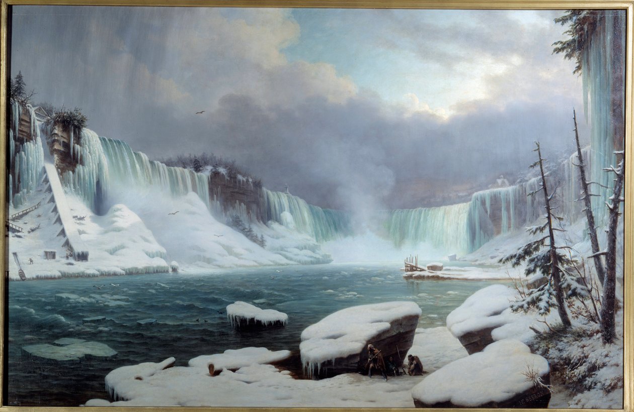 La gran catarata del Niágara, efecto de invierno. Vista de las cataratas del Niágara de Hippolyte Victor Valentin Sebron
