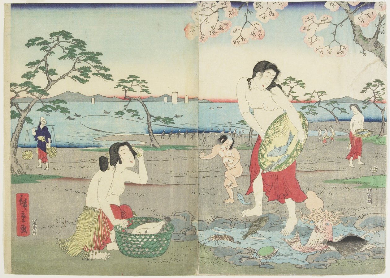 (Pescadoras), marzo 1864 de Hiroshige II