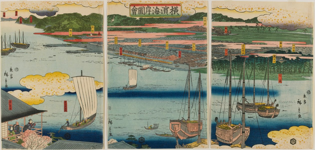 Imagen de la costa de Yokohama, período Edo, 1860 de Hiroshige II