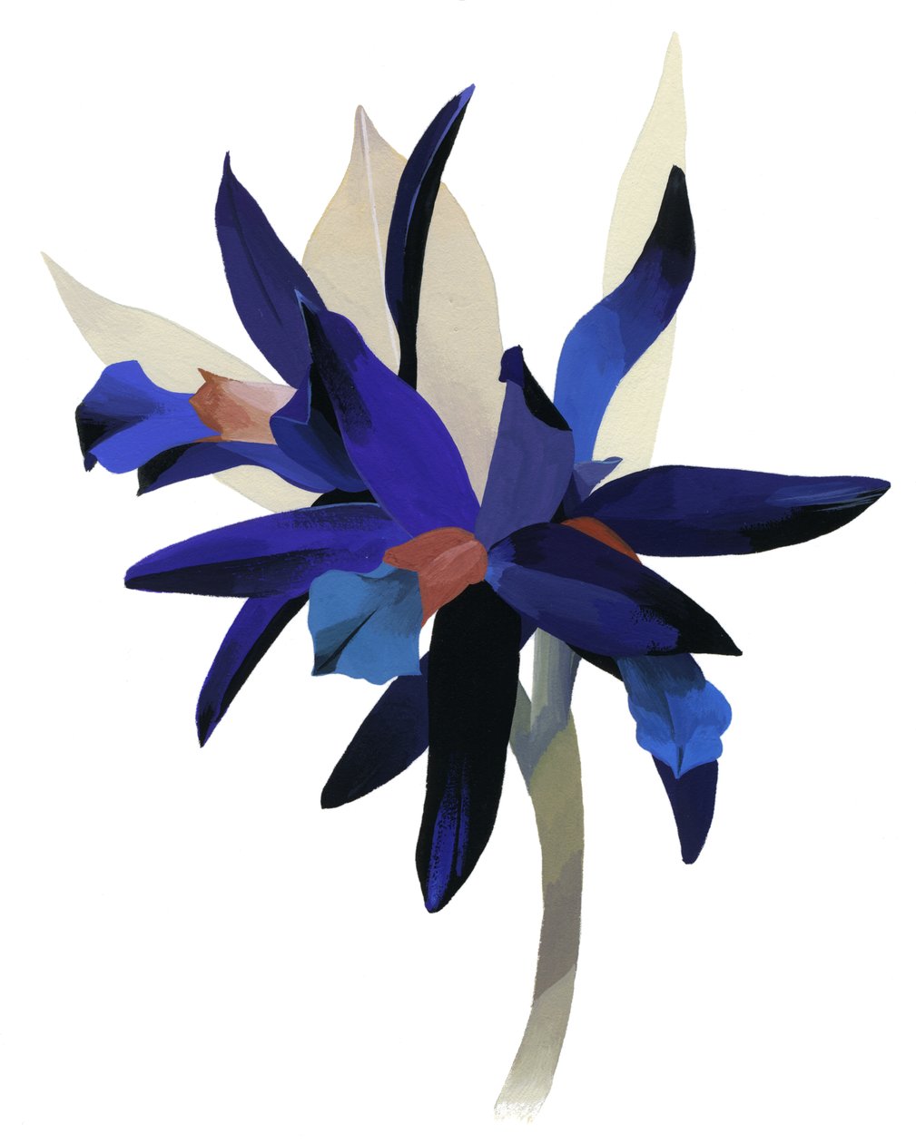 Una flor imaginaria con una base azul de Hiroyuki Izutsu