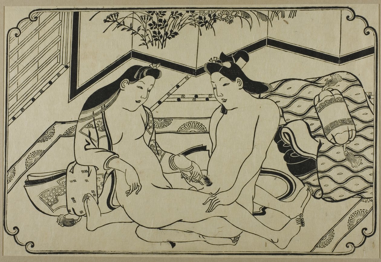 Una hoja de un álbum shunga de Hishikawa Moronobu