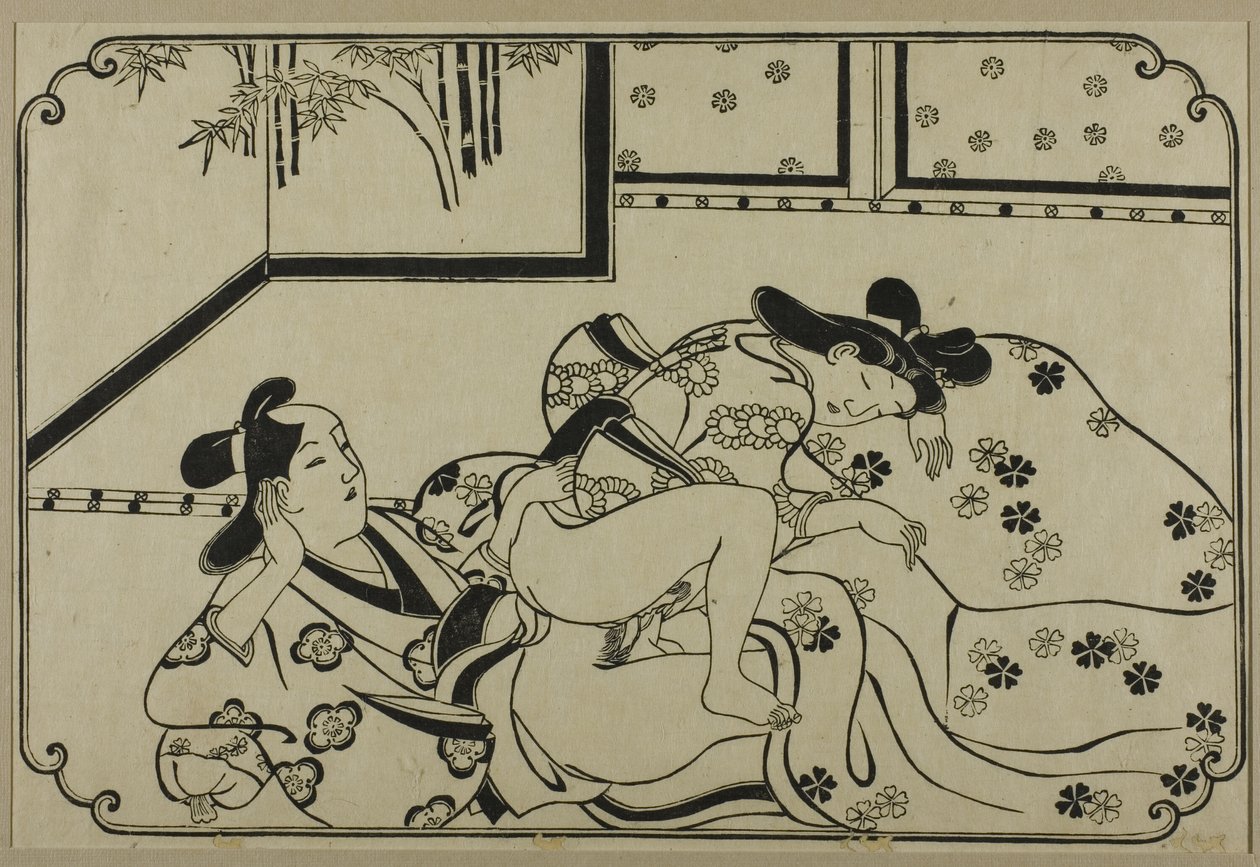 Una hoja de un álbum shunga de Hishikawa Moronobu
