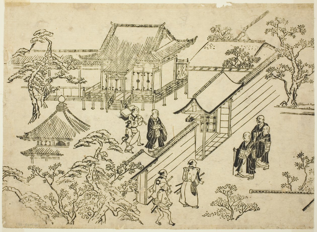 Honbo, de la serie "Escenas de observación de flores en Ueno" de Hishikawa Moronobu