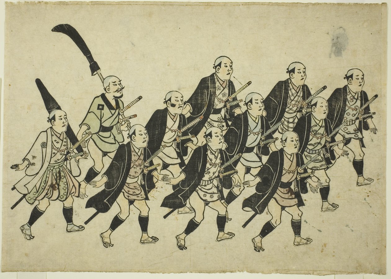 Procesión de un Daimyo, c.1681-84 (xilografía coloreada a mano; oban yoko-e, sumizuri-e) de Hishikawa Moronobu