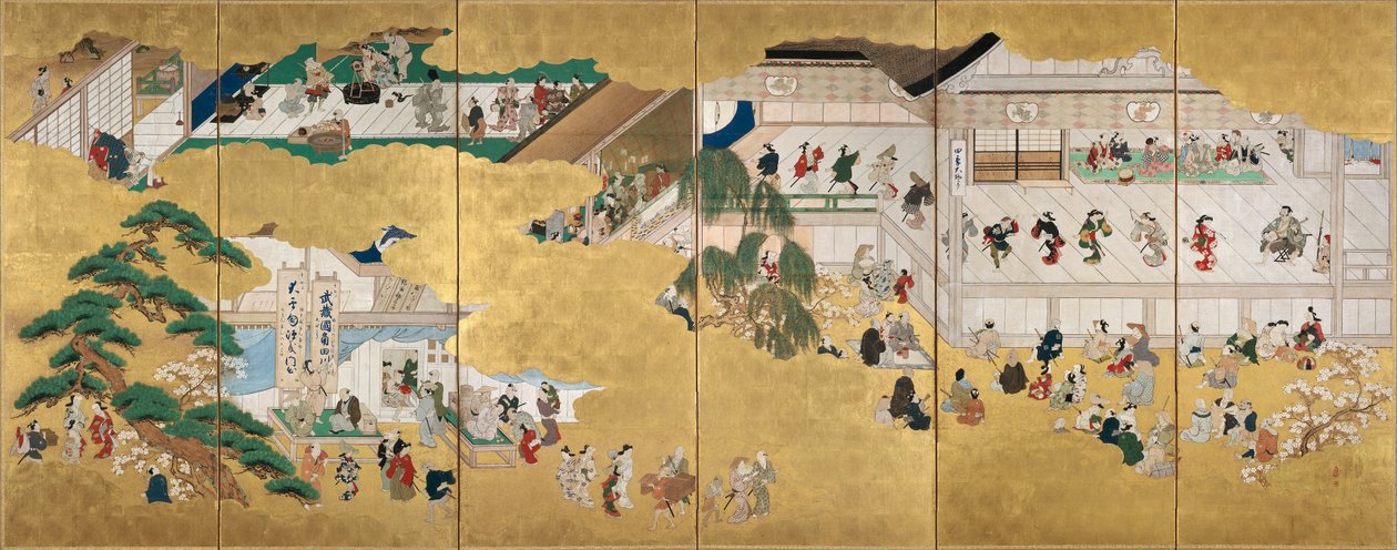 Escenas del teatro kabuki Nakamura de Hishikawa Moronobu