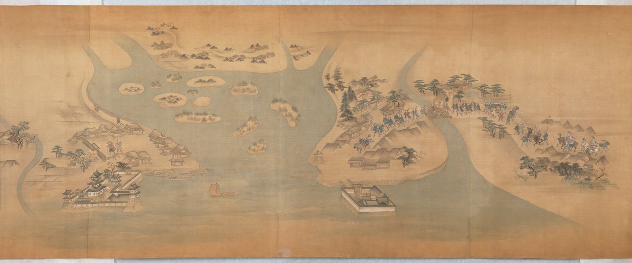 Rollo ilustrado del Tōkaidō de Hishikawa Moronobu