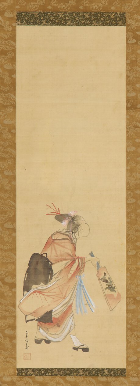 Niña jugando al volante, 1615-1868 de Hishikawa Sori