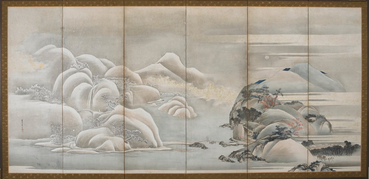 Paisaje: dos de las cuatro estaciones, otoño e invierno de Hishikawa Sori
