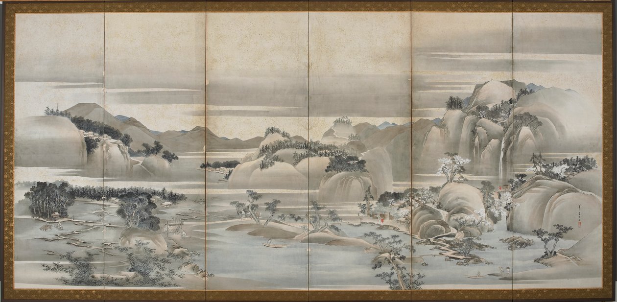 Paisajes de las cuatro estaciones: primavera y verano, período Edo, finales del siglo XVIII-principios del siglo XIX de Hishikawa Sori