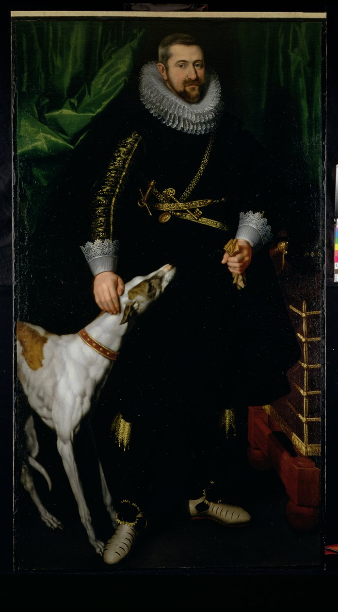 Retrato de un caballero, se dice que de la familia Coudenhouve de Flandes, c.1610-20 de Hispano Flemish School