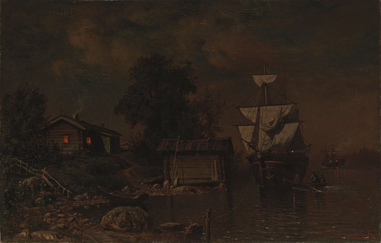 Barcos a la luz de la luna de Hjalmar Munsterhjelm