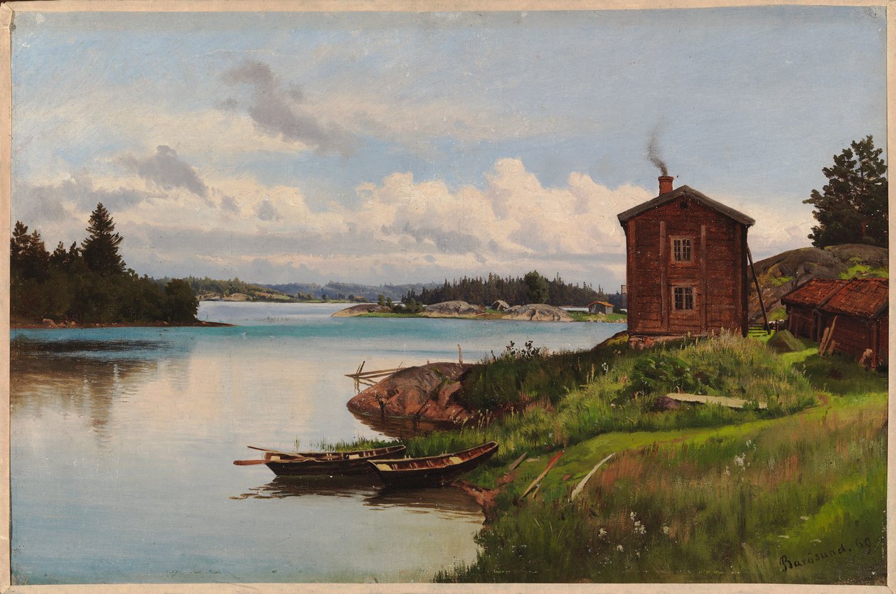 Vista del estrecho de Barösund, estudio de Hjalmar Munsterhjelm