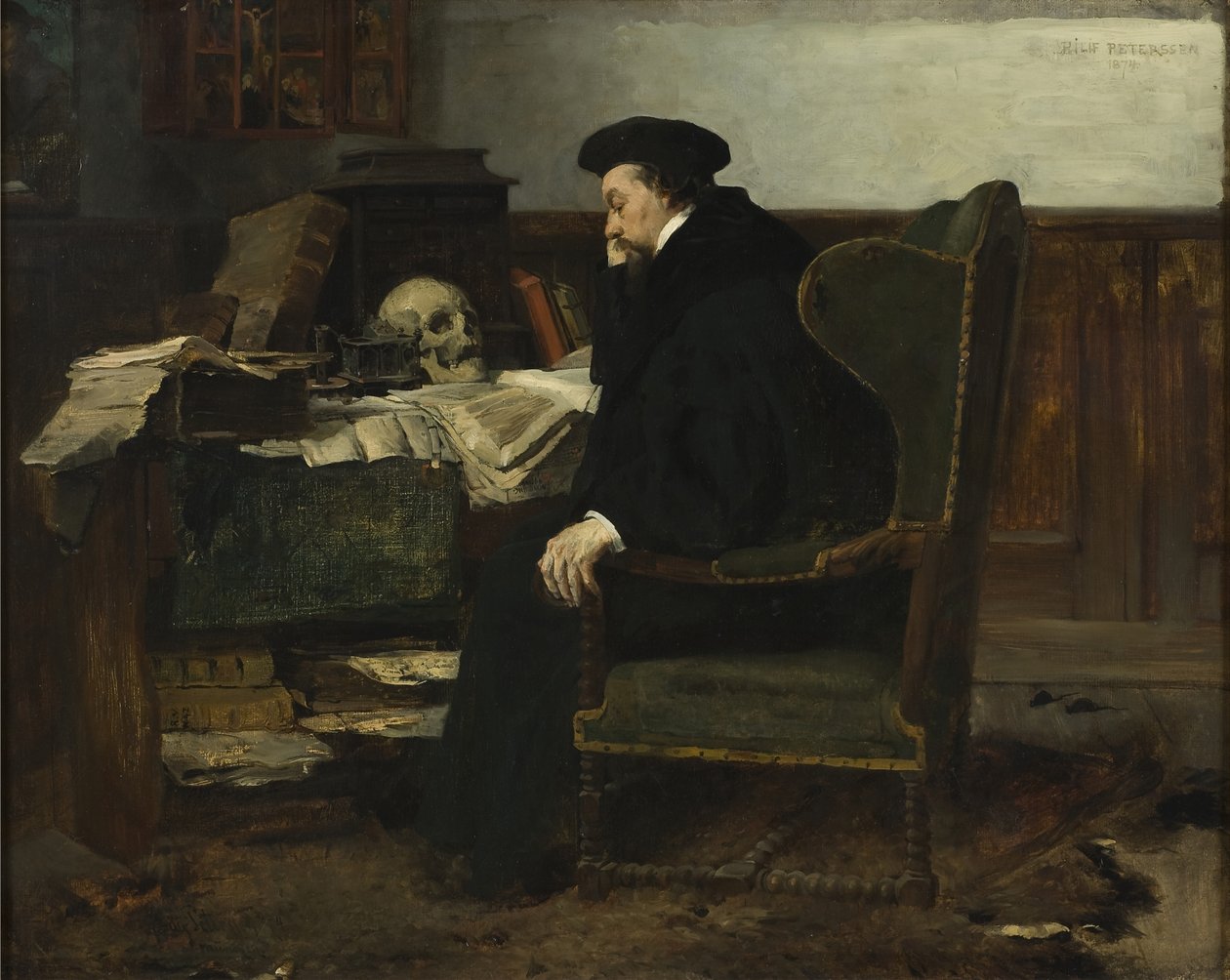 Absorbido en sus estudios, 1874 de Hjalmer Eilif Emanuel Peterssen