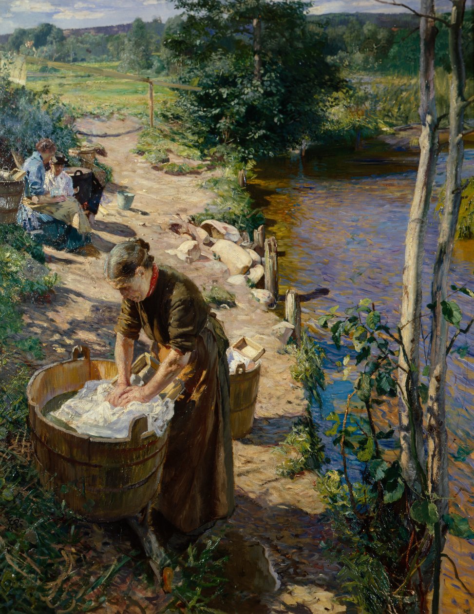 Limpiadoras junto al río de Hjalmer Eilif Emanuel Peterssen