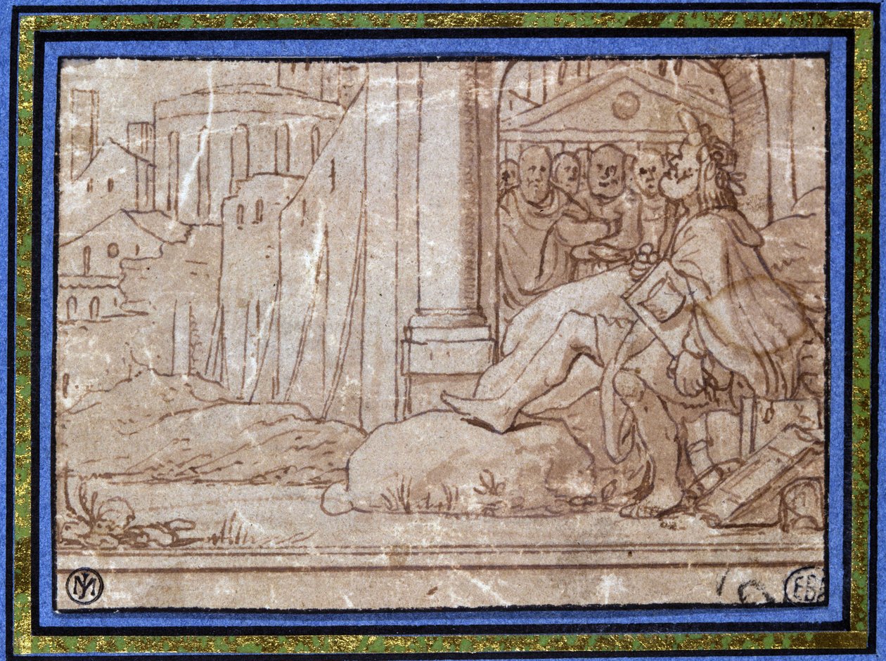 El Sabio (meditando). Dibujo de Hobben. Siglo XVI. de Hobben