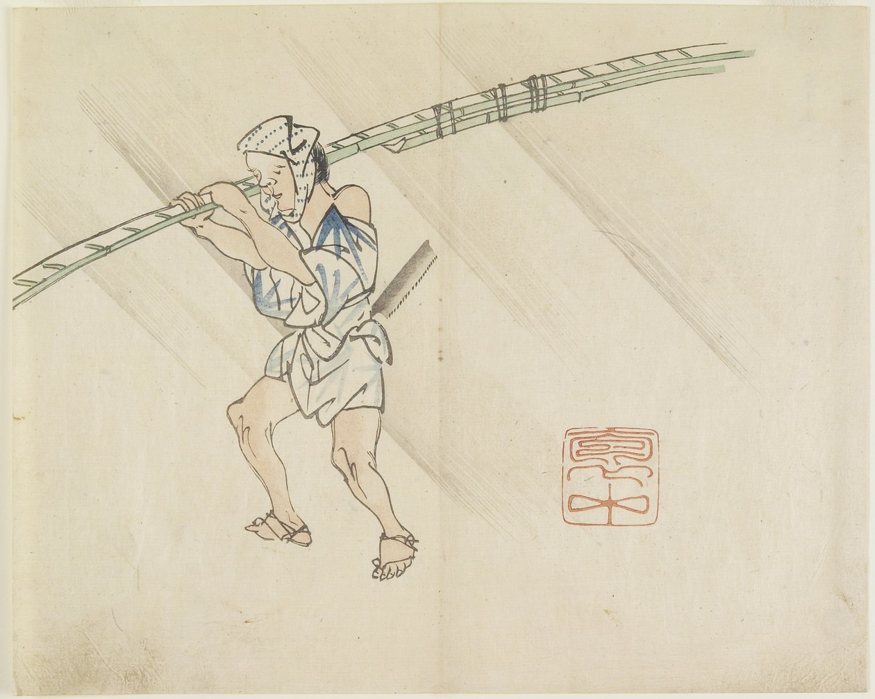 (Vendedor de postes de bambú), c. 1830 de Hogyoku