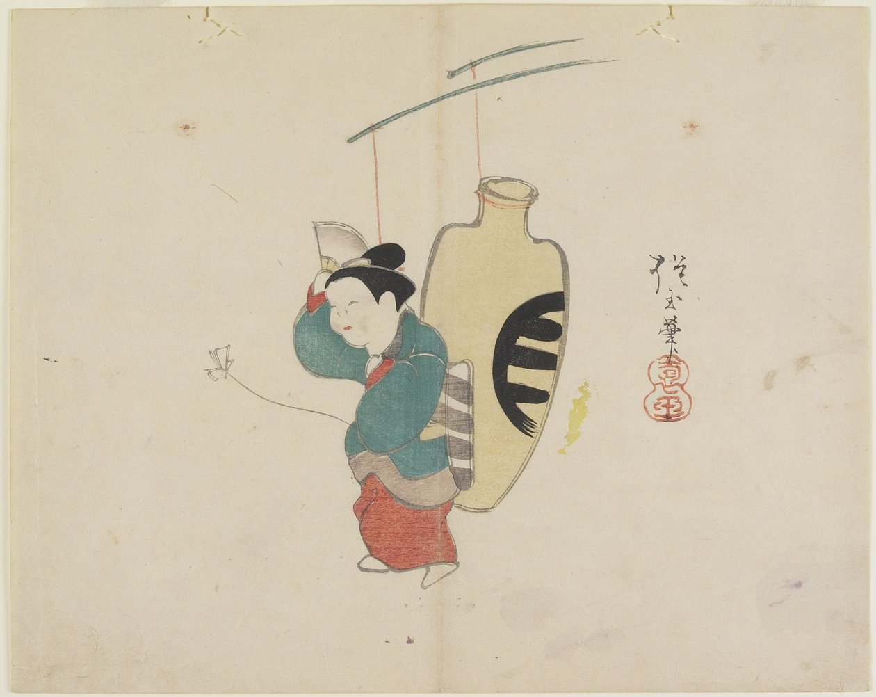 (Móvil de figura de mujer y botella de sake), c. 1830 de Hogyoku
