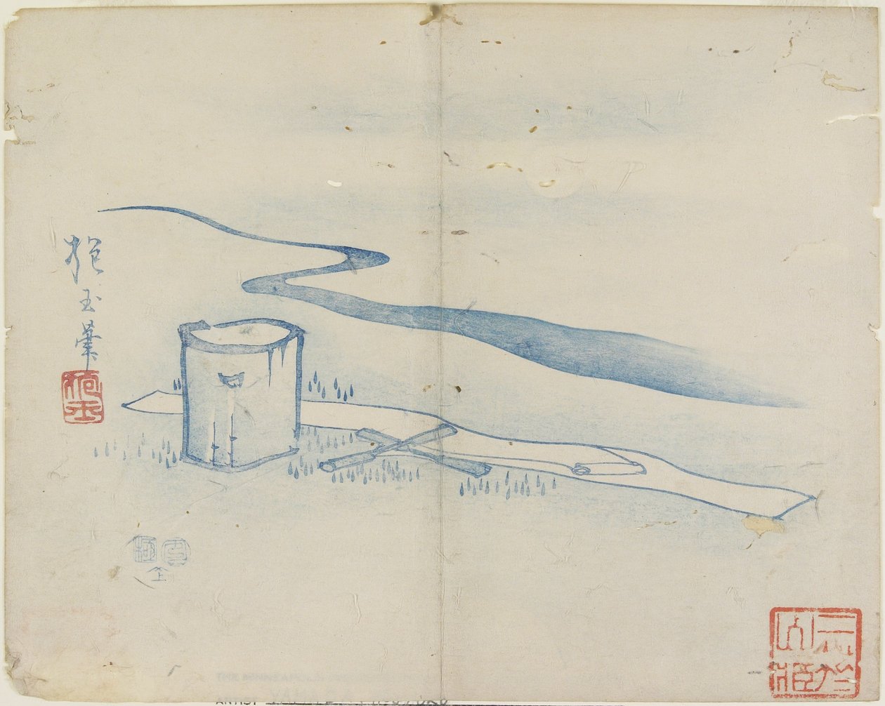 Golpeando seda junto al río Tamagawa, 1841 de Hogyoku