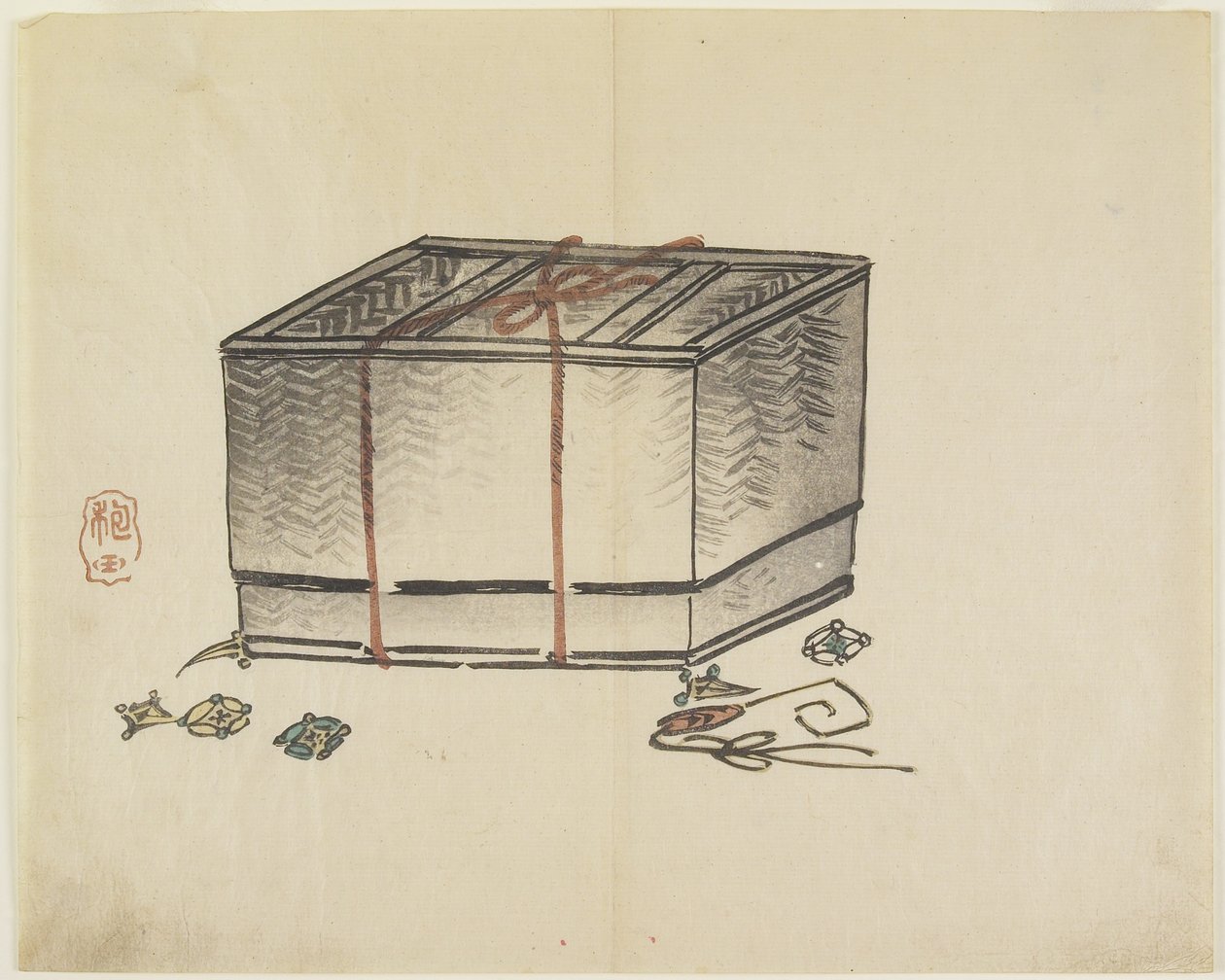 Caja de almacenamiento de mimbre, c. 1830 de Hogyoku