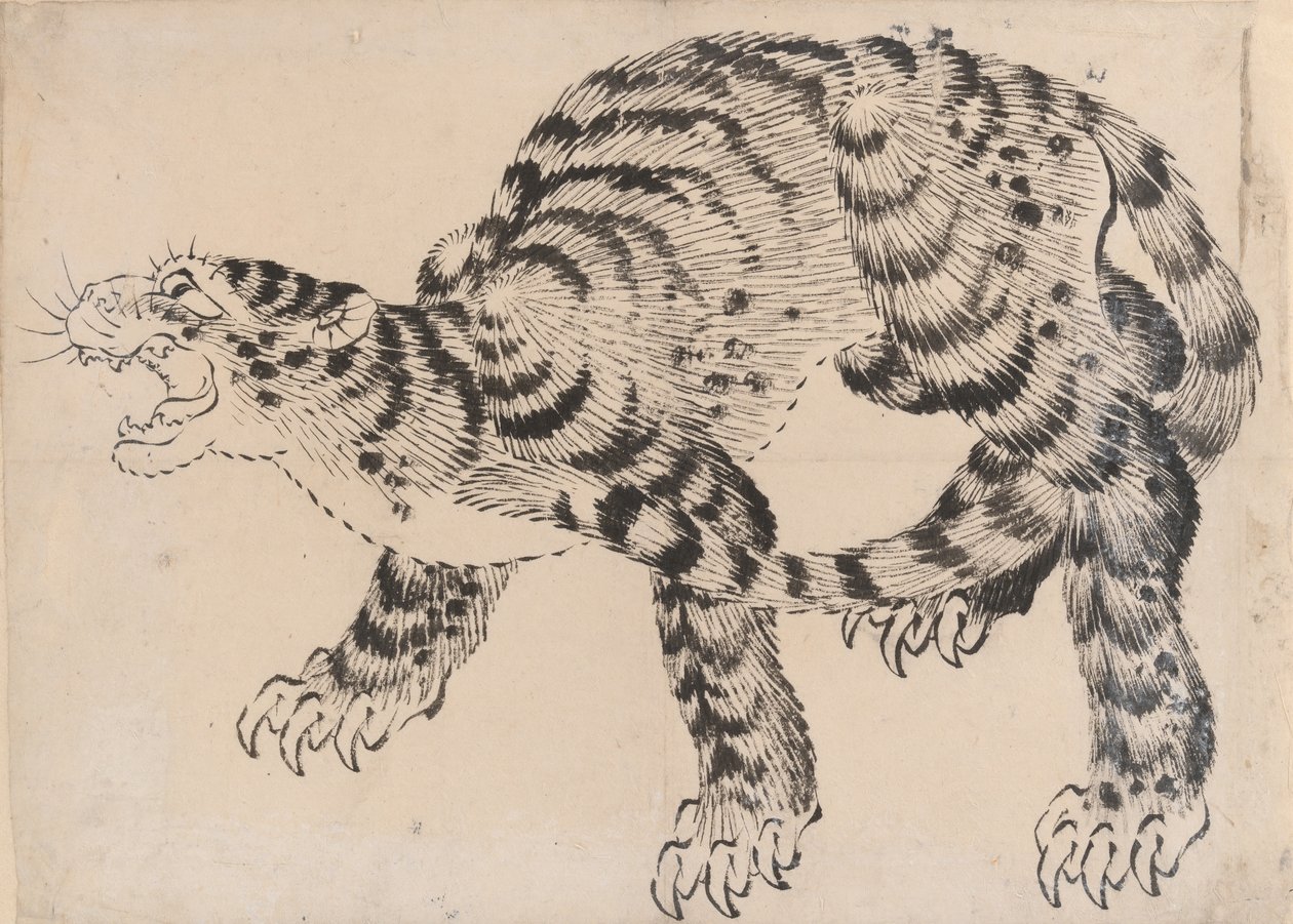 Tigre, siglo XIX de Hokusai School.
