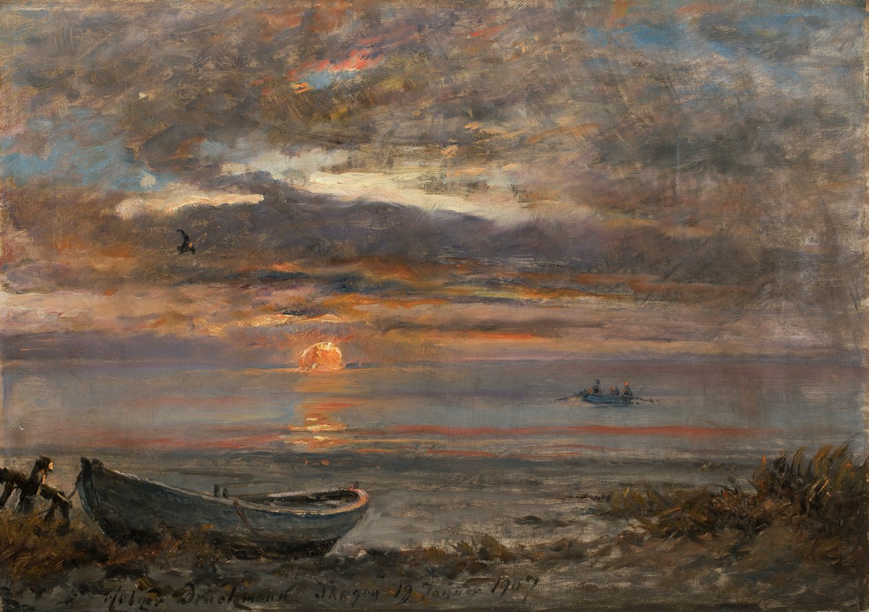 Puesta de sol en un día de enero en Skagen.
