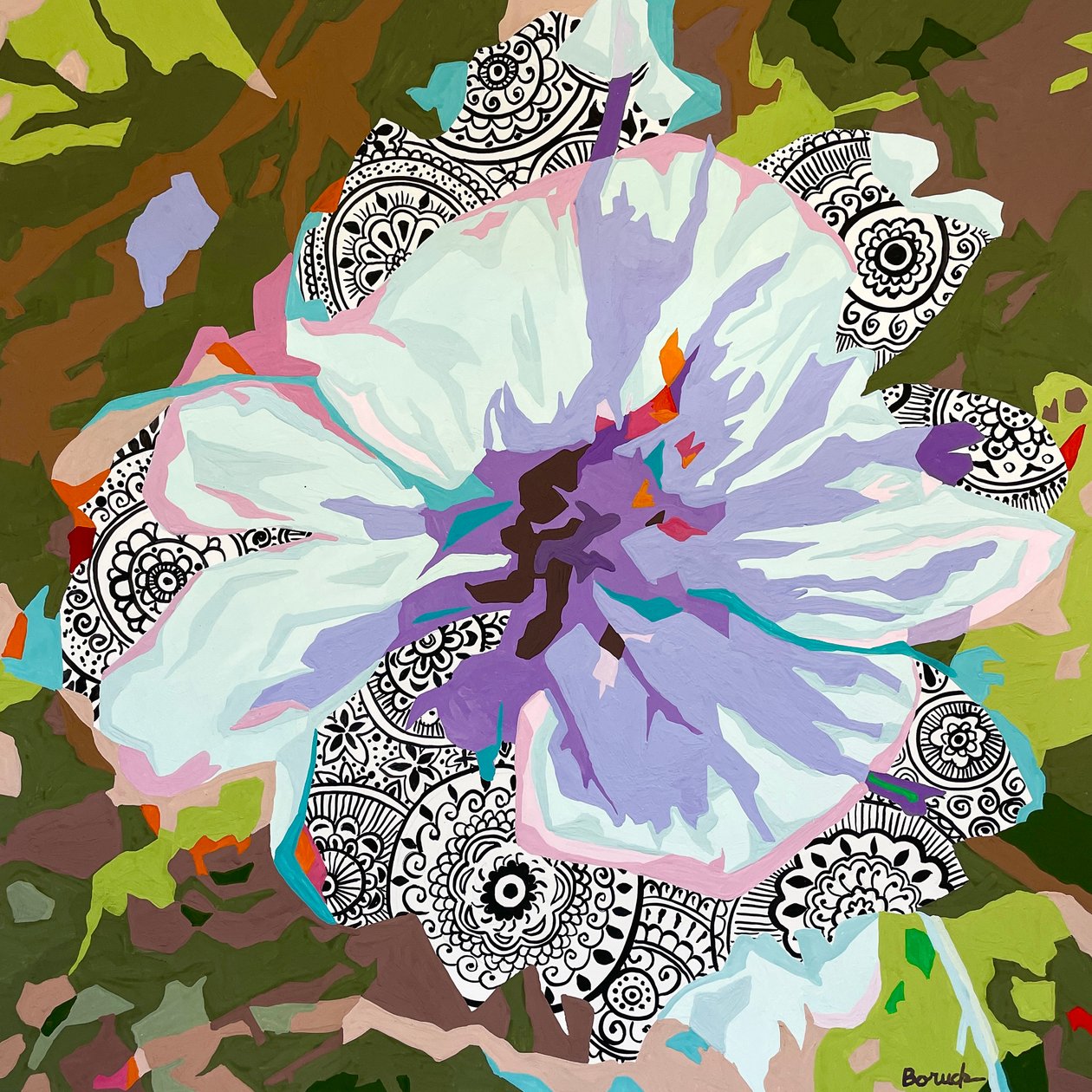 Abstracto floral nº 4, 2023 (gouache sobre papel) de Holly Boruck