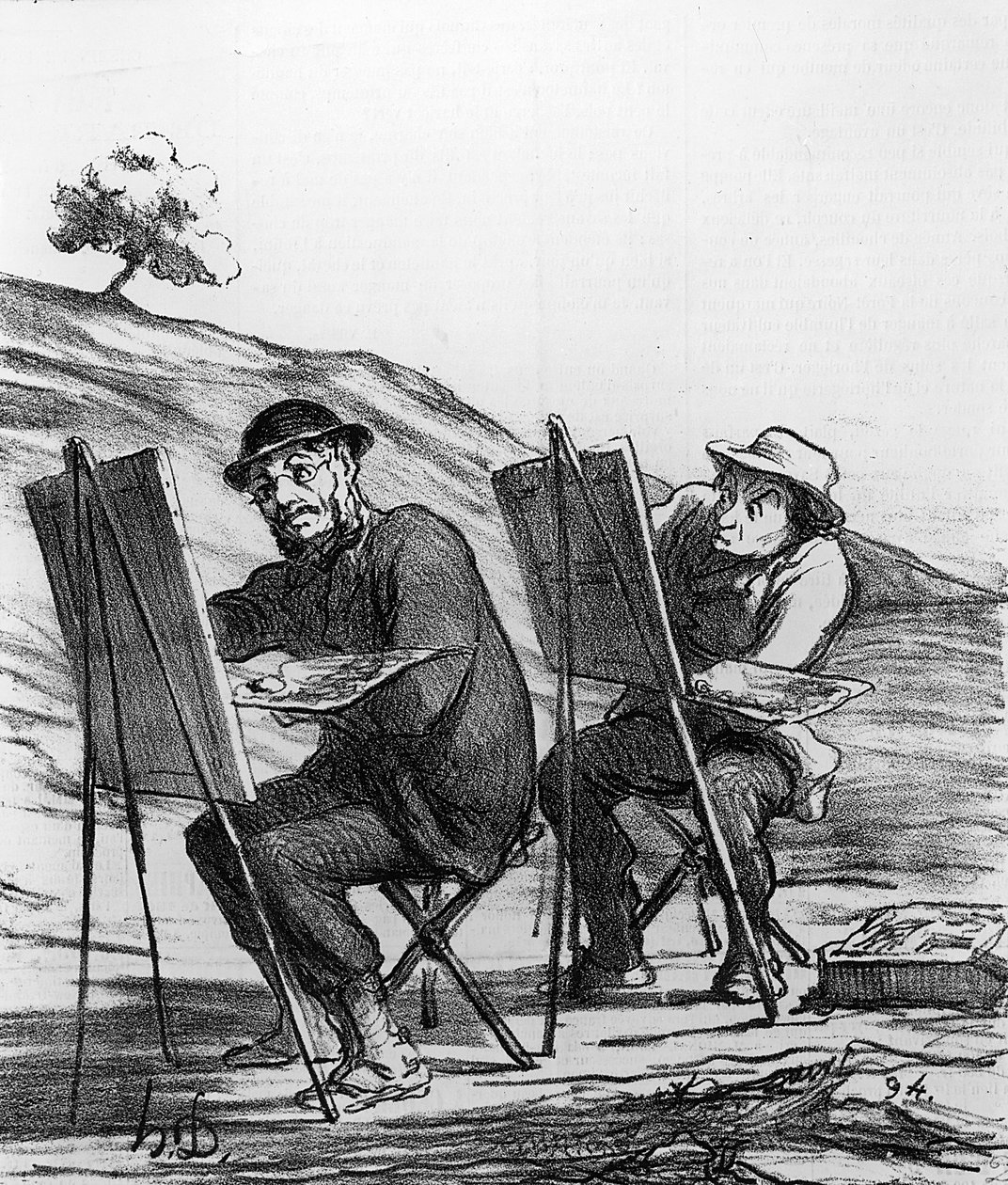 Caricatura satírica de pintores de paisajes, de la revista 