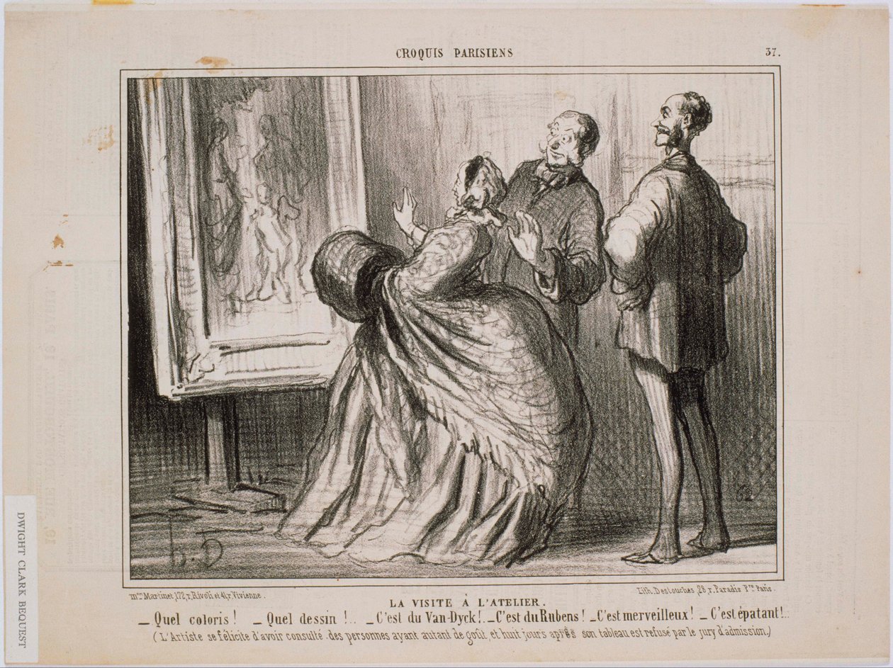 Croquis parisinos- La visita al taller- ¡Qué croquis! ¡Qué dibujo! Es de Van Dyck de Honoré Daumier
