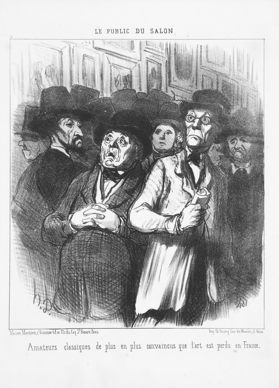 Amantes del arte clásico cada vez más convencidos de que el arte está perdido en Francia, 1852 de Honoré Daumier