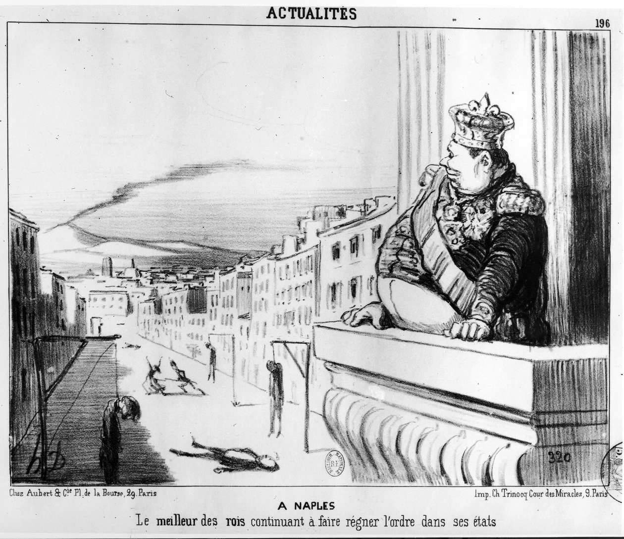 El Rey Continuando a Reinar con Orden Sobre sus Dos Estados, Nápoles de Honoré Daumier
