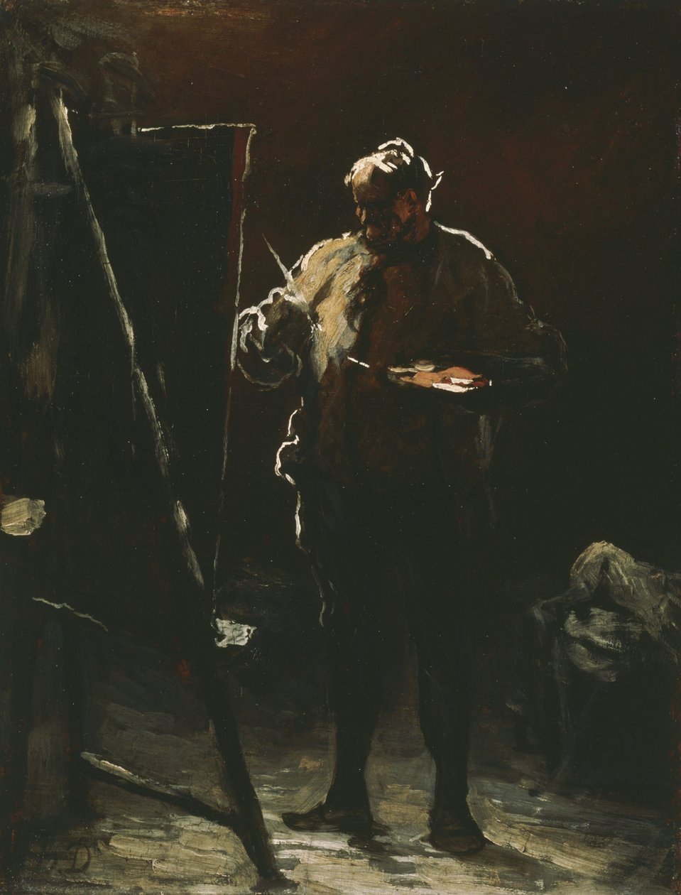 El pintor en su caballete de Honoré Daumier