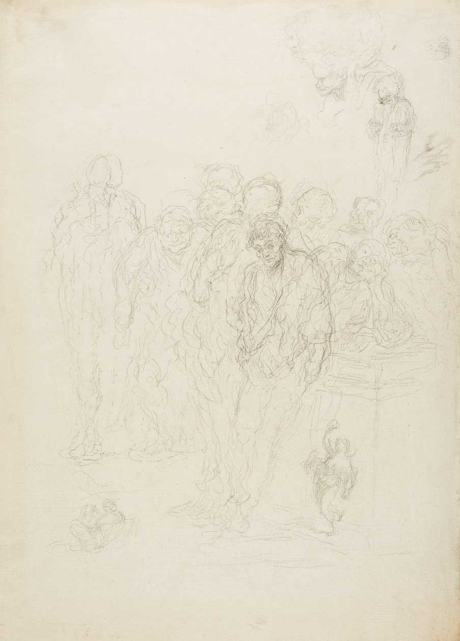 Un grupo de hombres y otros bocetos, 1857 de Honoré Daumier