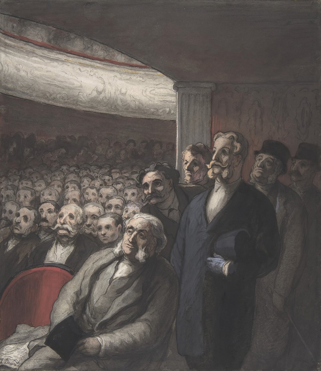 Una audiencia de teatro de Honoré Daumier