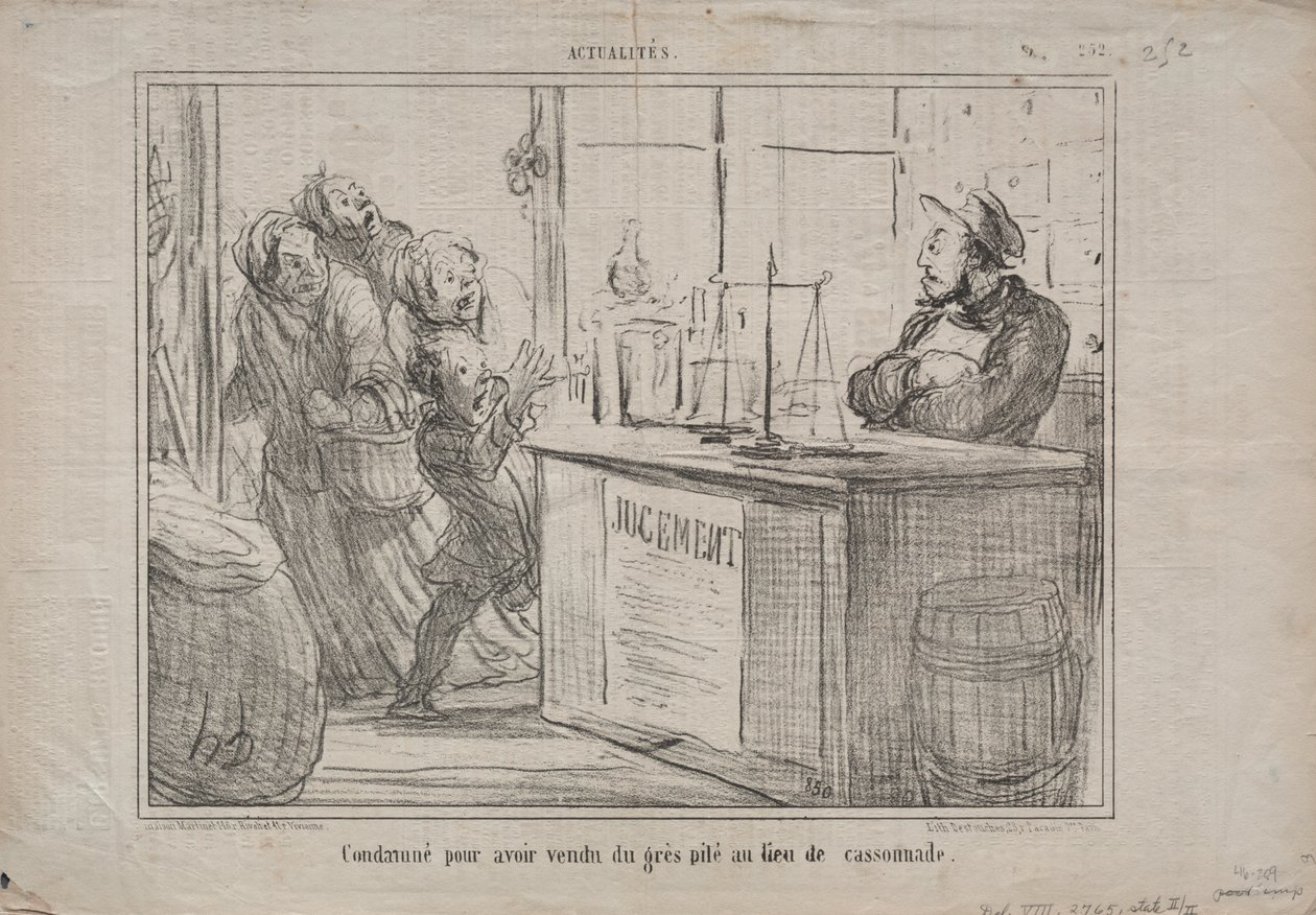 Actualidades (No. 252): Condenado por haber vendido un montón de arena en lugar de azúcar moreno húmedo de Honoré Daumier