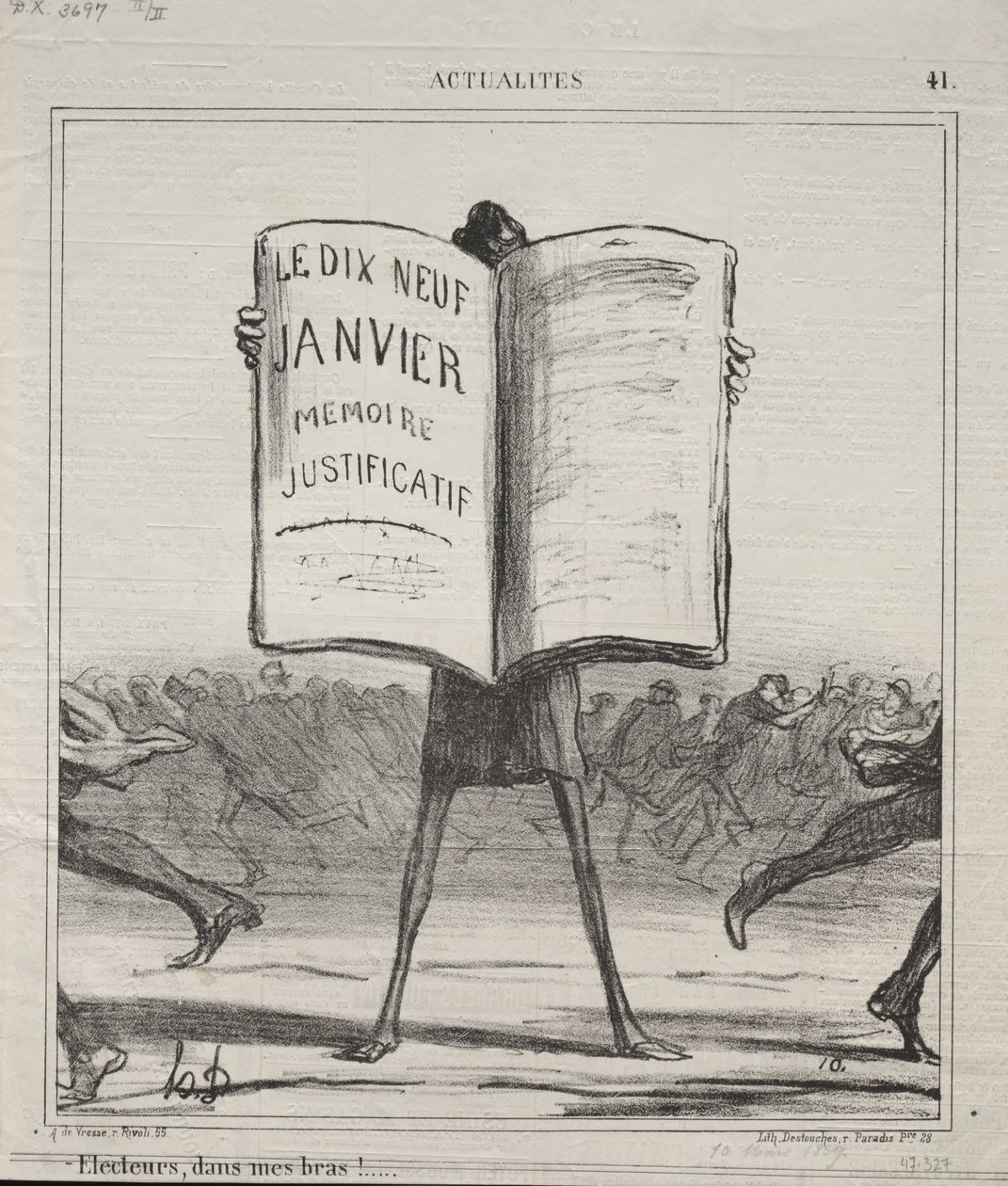 Actualidades (No. 41): ¡Electores, en mis brazos!... de Honoré Daumier