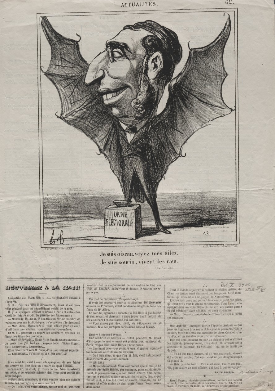 Actualidades (No. 62): Soy un pájaro, mira mis alas.. de Honoré Daumier