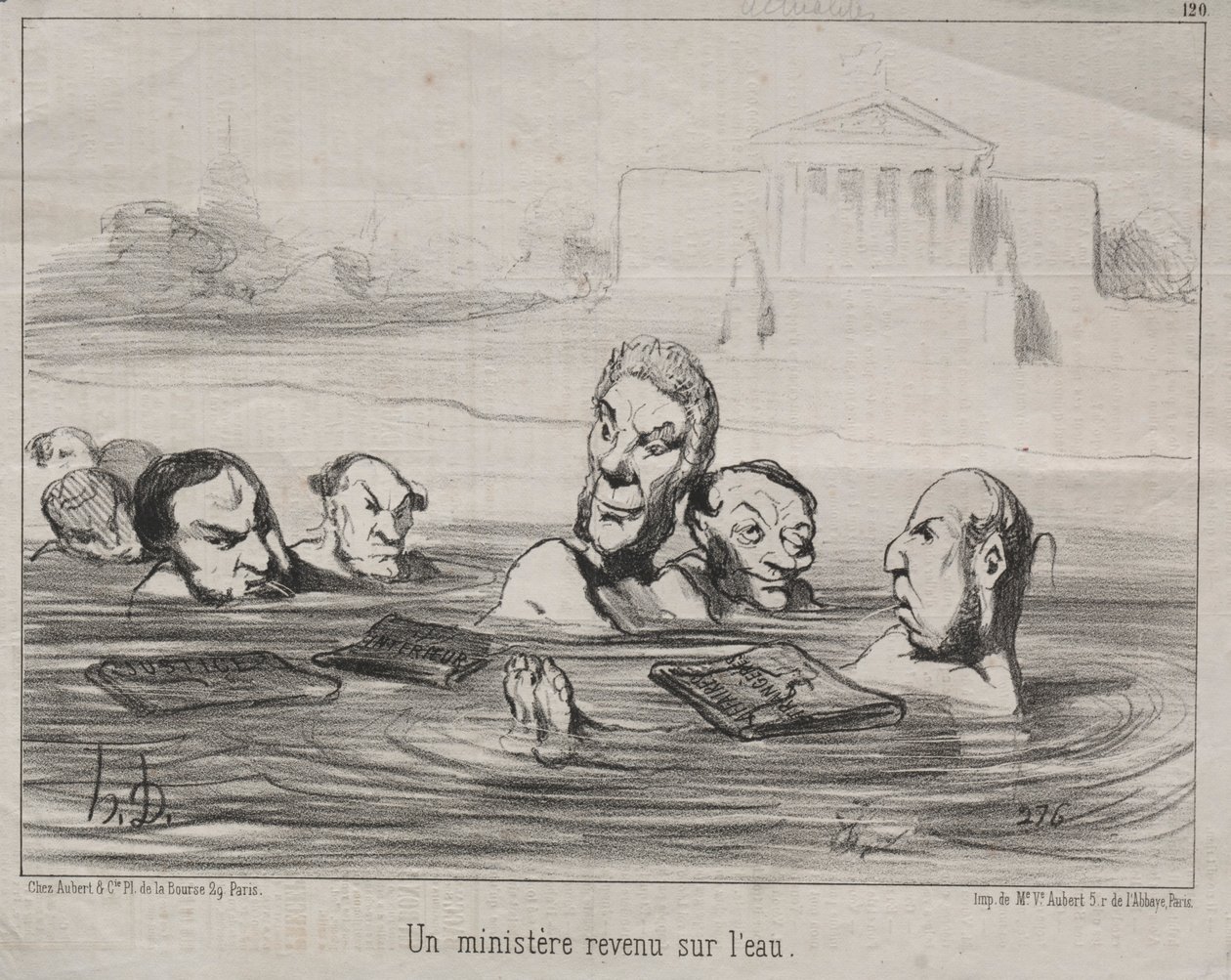Actualidades No. 120: Un ministro regresa al agua, 1851 de Honoré Daumier