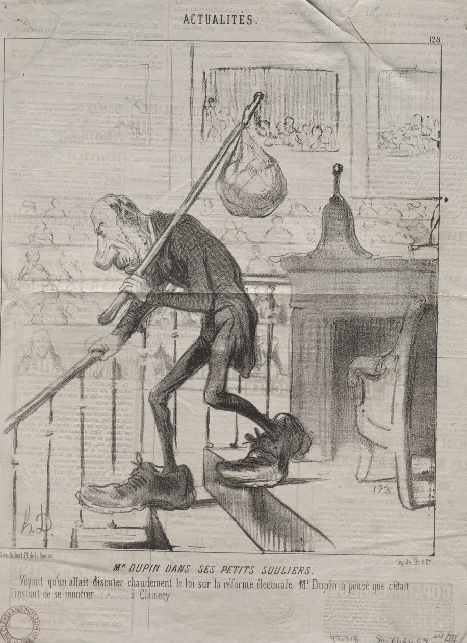 Actualidades No. 128: El Sr. Dupin en sus pequeños zapatos, 1850 de Honoré Daumier