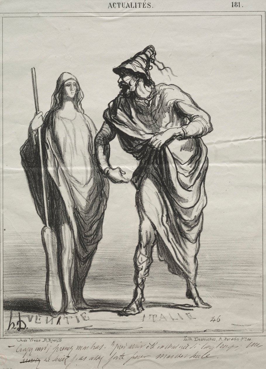 Actualidades, placa 181: ¡¿Por quién me tomas?! Toma mi brazo, 1866 de Honoré Daumier